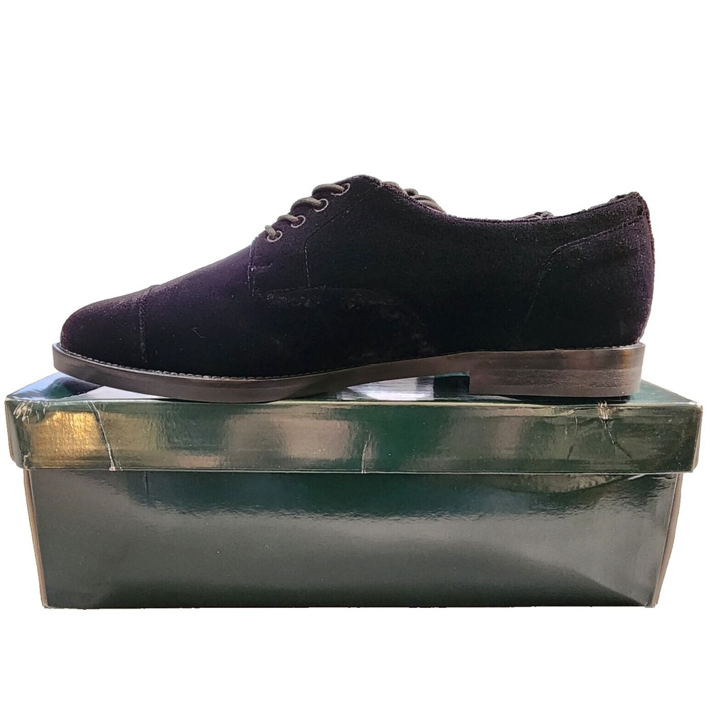 Lauren Ralph Lauren® (Women's 8 B) Maryna™ II Black Velvet Leather Lined Oxford